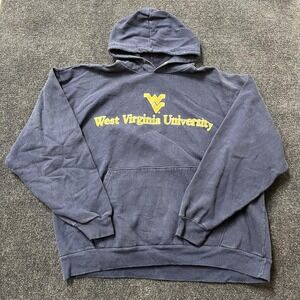 West Virginia Mountaineers Hoodie Sweatshirt Mens Large Blue NCAA Football